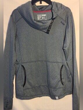 Grey Black Herringbone Hoodie Sweatshirt